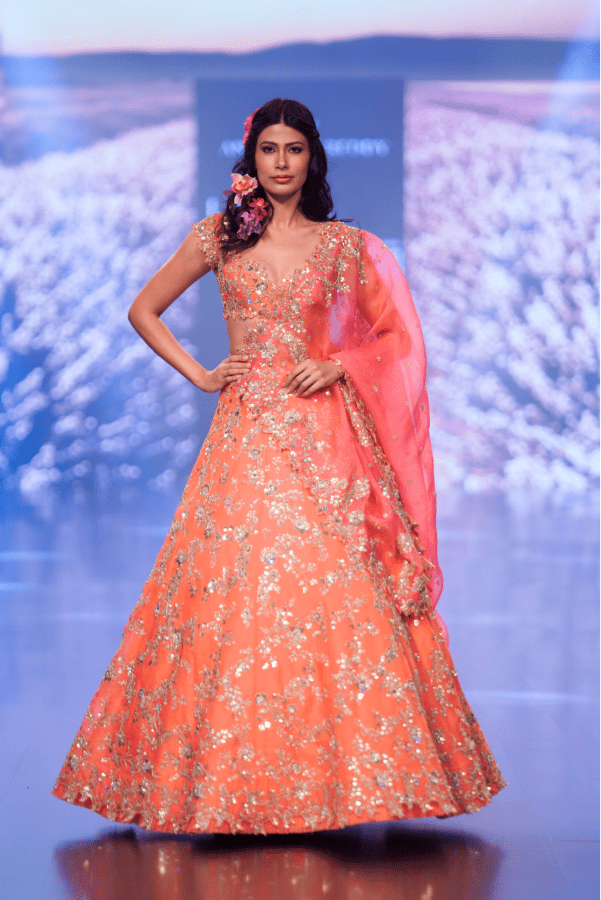 Basrat Orange Lehanga Set