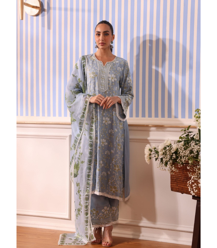 Mulmul Linen Vania Pink Kurta With Mulmul Linen Vania Pink Pant