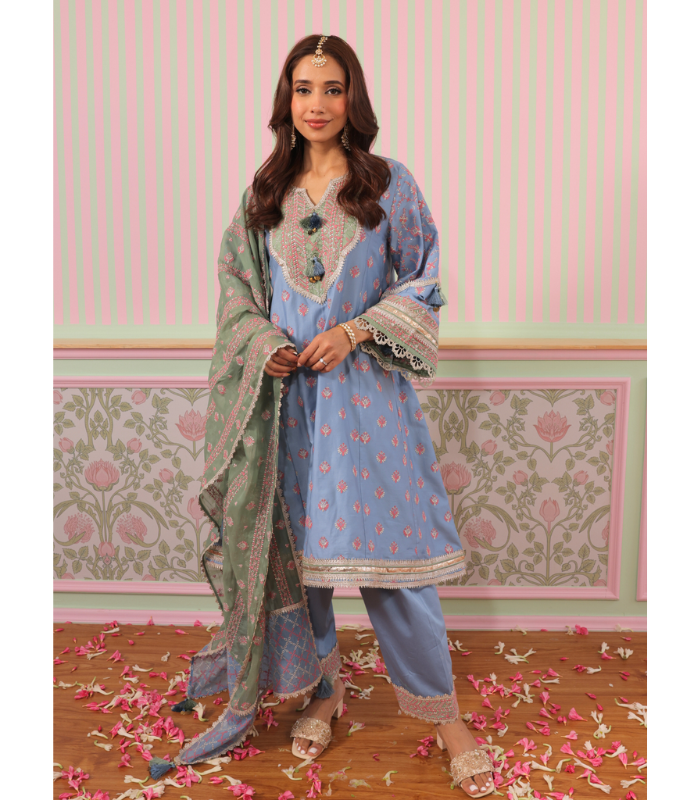 Mulmul Pima Satin Bandhan Red Kurta With Mulmul Pima Satin Bandhan Red Pant