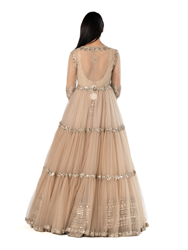 Abhinav Mishra Beige anarkali set