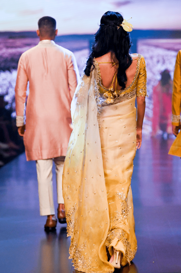 Sehaj ombre yellow saree - The Grand Trunk