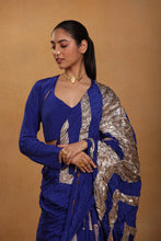 Load image into Gallery viewer, Blue Crinkle Gota Palla Saree with Blouse Piece - The Grand Trunk