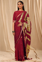 Load image into Gallery viewer, Maroon Vintage Fiona Gota Saree - The Grand Trunk