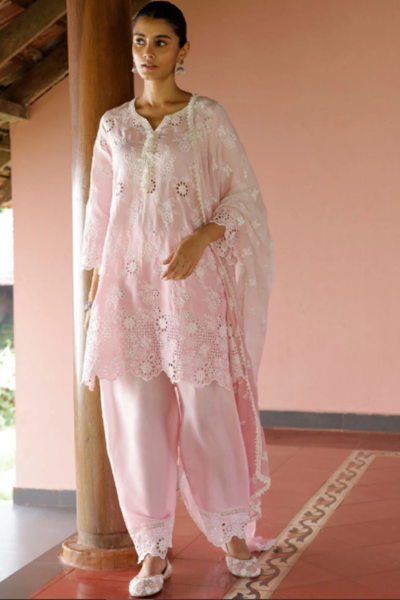 Mulmul Ombre Lawn Jaithra Green Kurta With Mulmul Ombre Lawn Jaithra Green Pant - The Grand Trunk