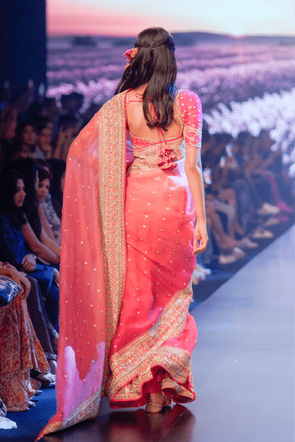 Ishraath Ombere Peach Pink Saree