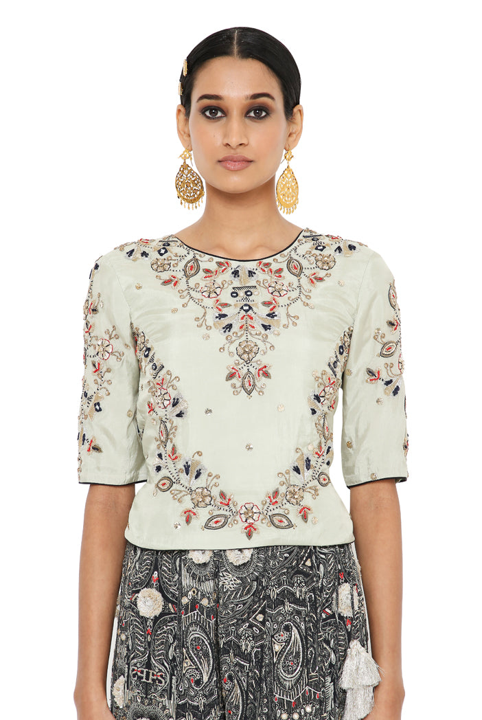 Payal Singhal  Mukaish  Embroidered Choli With Printed  Embroidered Sharara