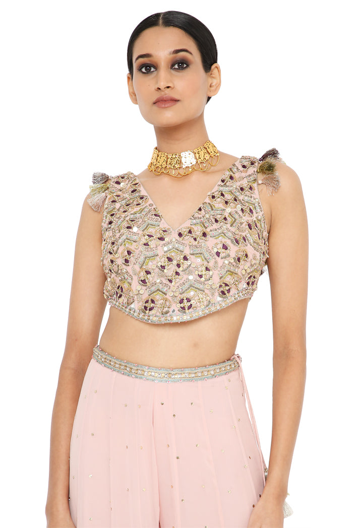 Payal Singhal Embroidered Choli With Sharara