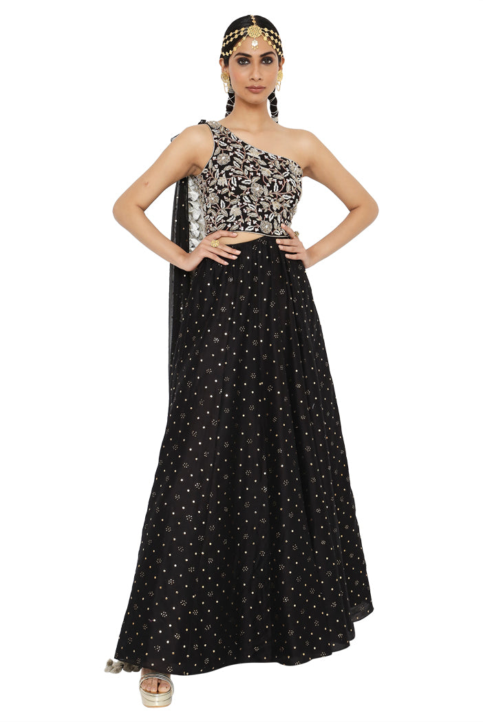 Payal Singhal Embroidered One Shoulder Gown