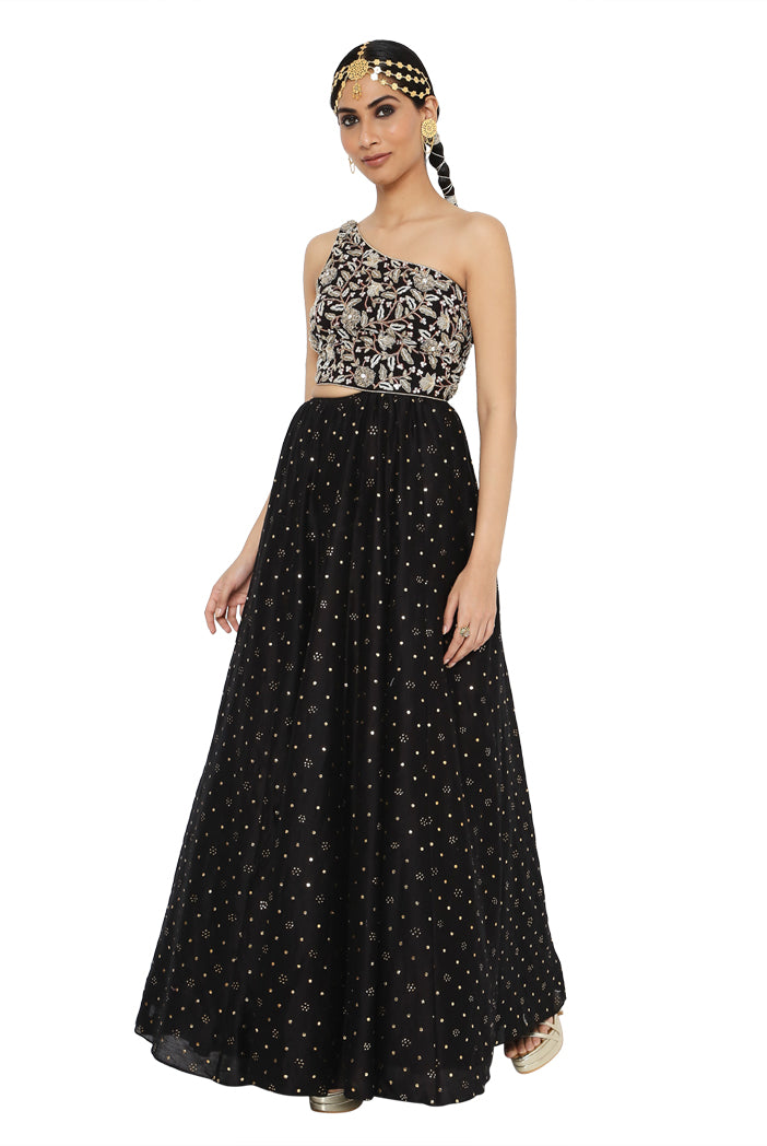 Payal Singhal Embroidered One Shoulder Gown