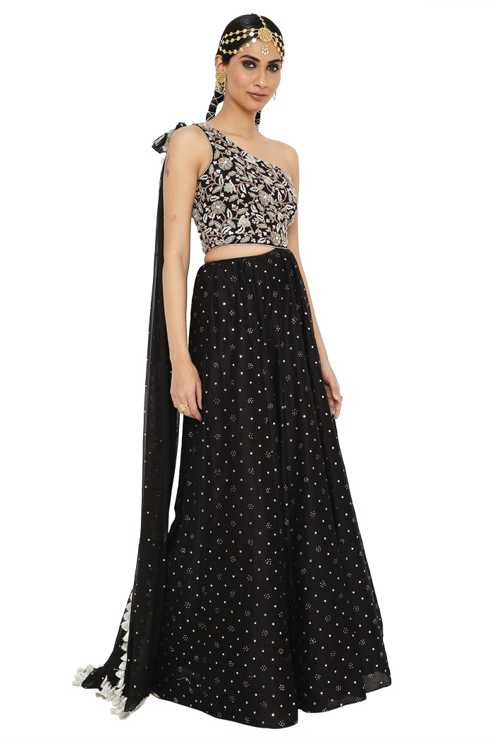 Payal Singhal Embroidered One Shoulder Gown