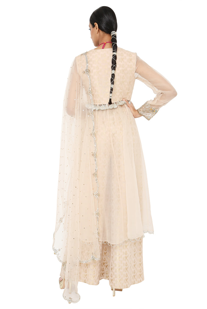 Payal Singhal Embroidered Anarkali With Pallazo And Net Embroidered Dupatta