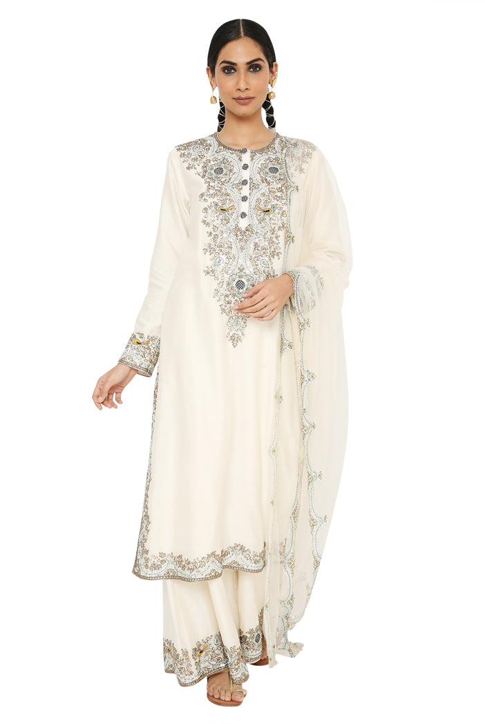 Payal Singhal Embroidered Kurta With Palazzo And Dupatta