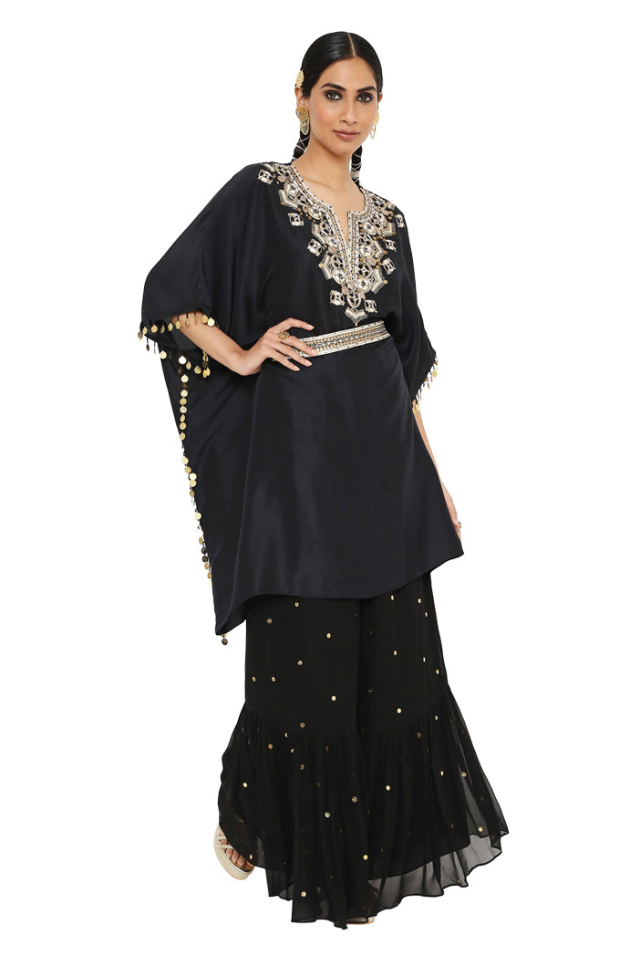 Payal Singhal Embroidered Kaftan With Sharara And Embroidered Belt