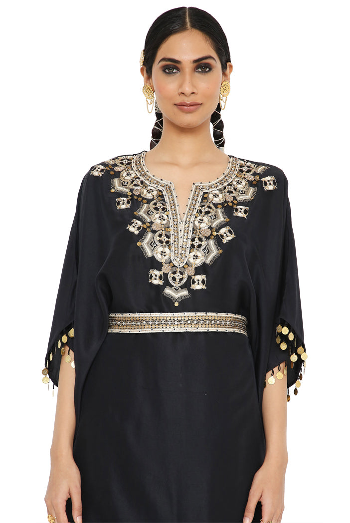 Payal Singhal Embroidered Kaftan With Sharara And Embroidered Belt
