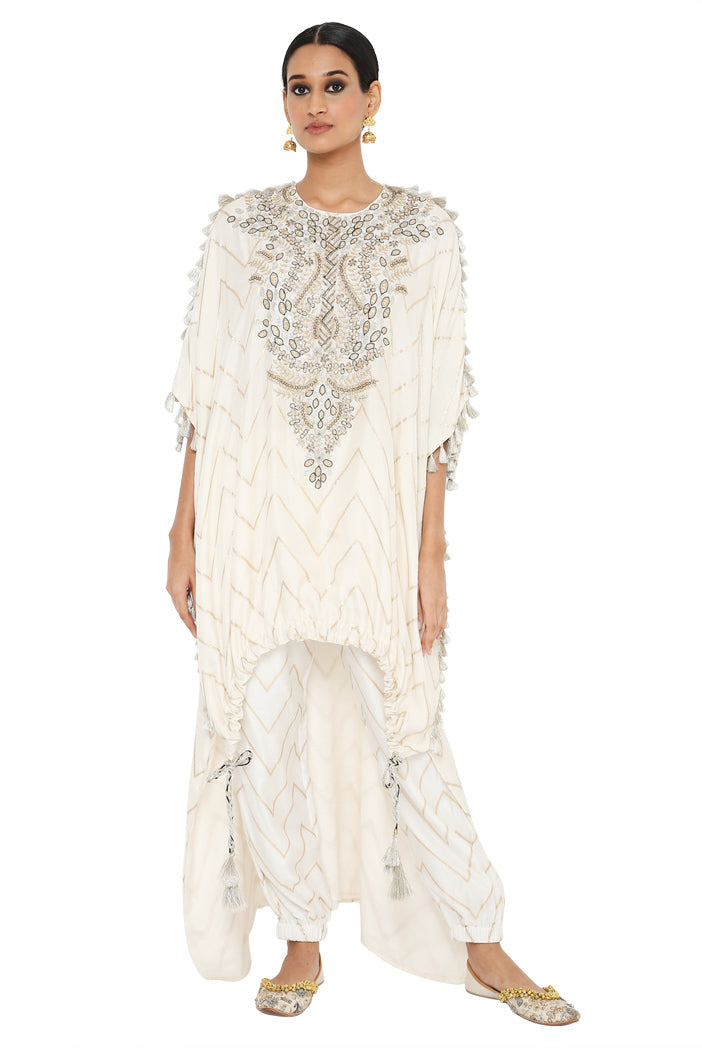 Payal Singhal Banarasi High Low Kaftan With Jogger Pant