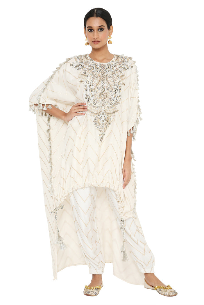 Payal Singhal Banarasi High Low Kaftan With Jogger Pant