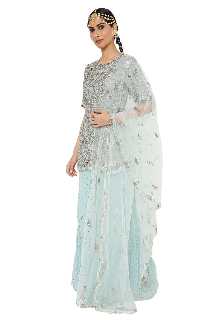 Payal Singhal Embroidered Kurta With Dot Mukaish Georgette Sharara And Dot Mukaish Net Dupatta 1