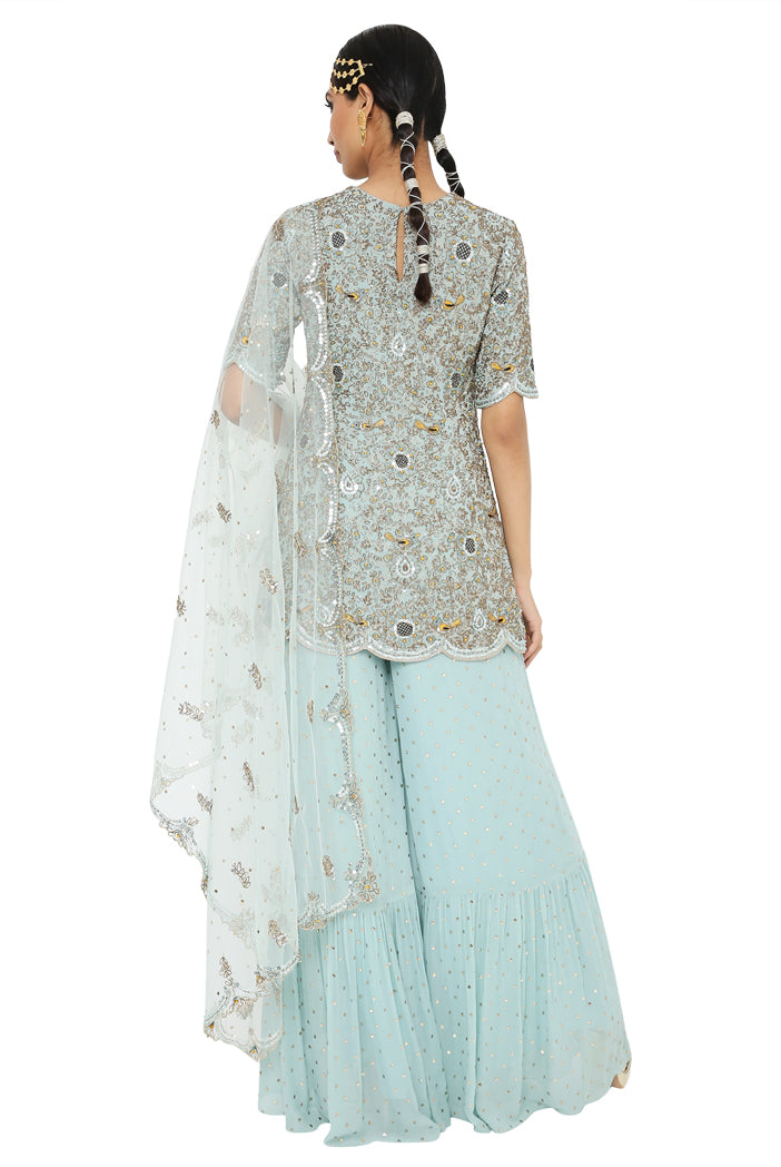Payal Singhal Embroidered Kurta With Dot Mukaish Georgette Sharara And Dot Mukaish Net Dupatta 1