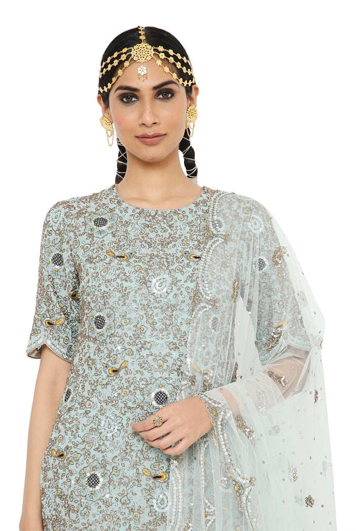 Payal Singhal Embroidered Kurta With Dot Mukaish Georgette Sharara And Dot Mukaish Net Dupatta 1
