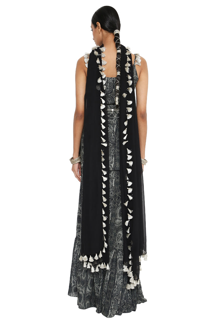 Payal Singhal Printed Kurta With Frill Sharara And Dupatta