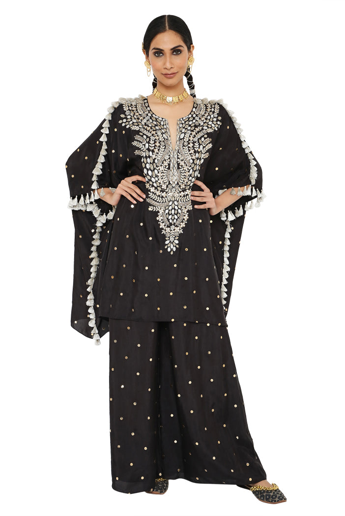 Payal Singhal  Mukaish Silk Kaftan With Palazzo