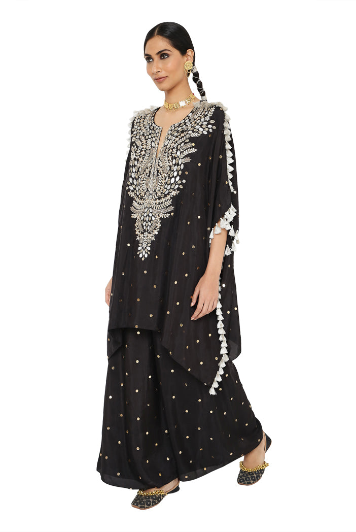Payal Singhal  Mukaish Silk Kaftan With Palazzo