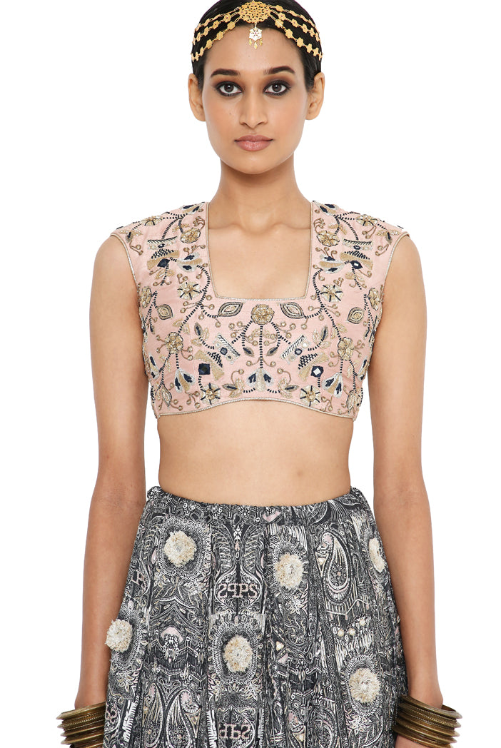 Payal Singhal Embroidered Choli With Printed Embroidered Lehenga