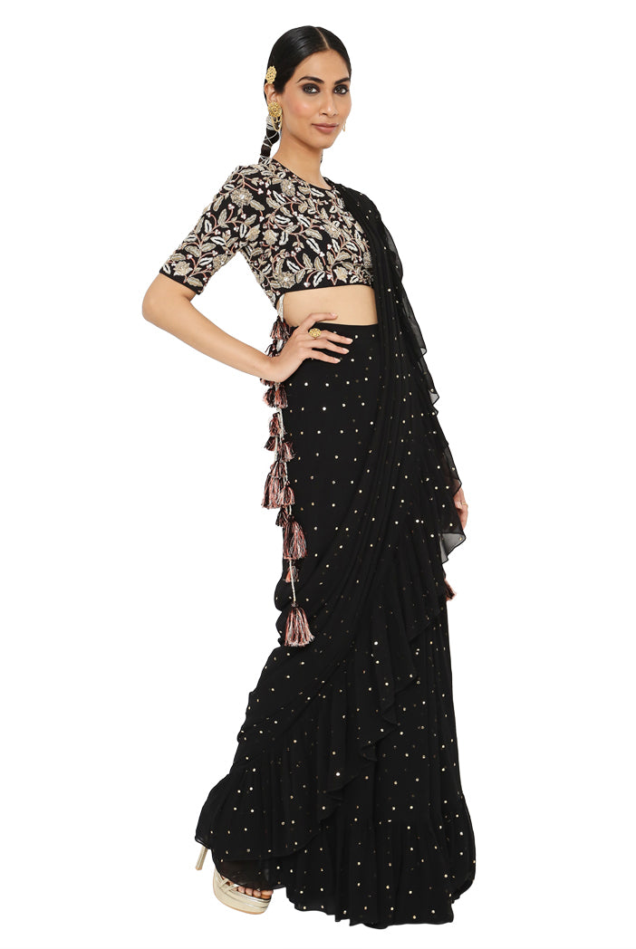 Payal Singhal Embroidered Choli With Frill Saree