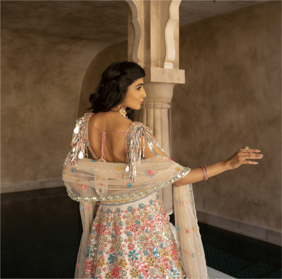 Abhinav Mishra Multicoloured Floral Pattern Lehenga