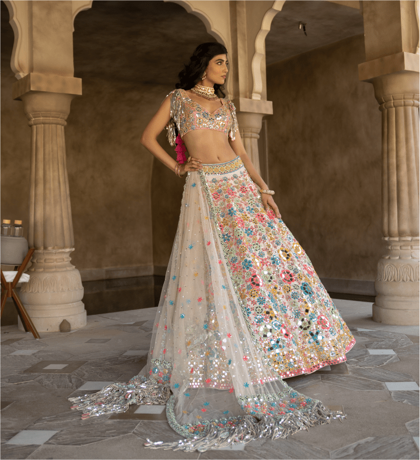 Abhinav Mishra Multicoloured Floral Pattern Lehenga