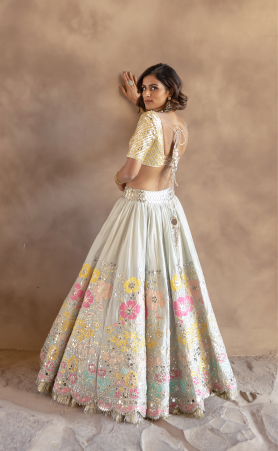 Abhinav Mishra Pastel Patch Work Lehenga