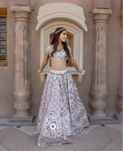 Load image into Gallery viewer, Abhinav Mishra lilac and ivory hand embroidered lehenga - The Grand Trunk