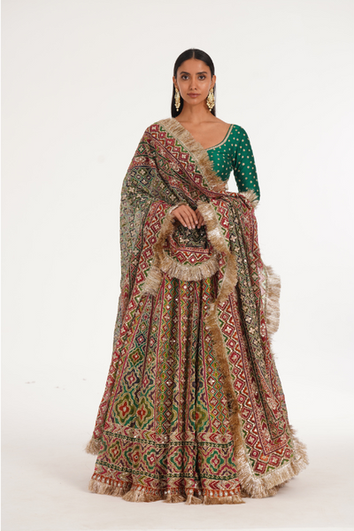 Magnolia Chevron Lehenga Set - The Grand Trunk