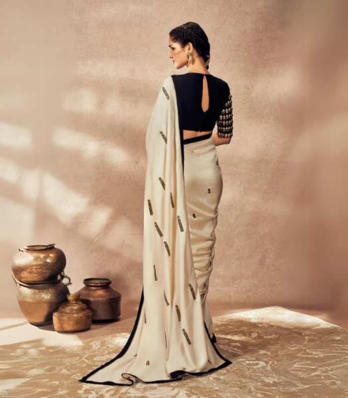 Ivory Coin Work Saree