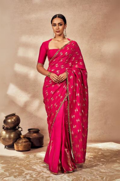 Pink Whispering Lily Crush Saree - The Grand Trunk