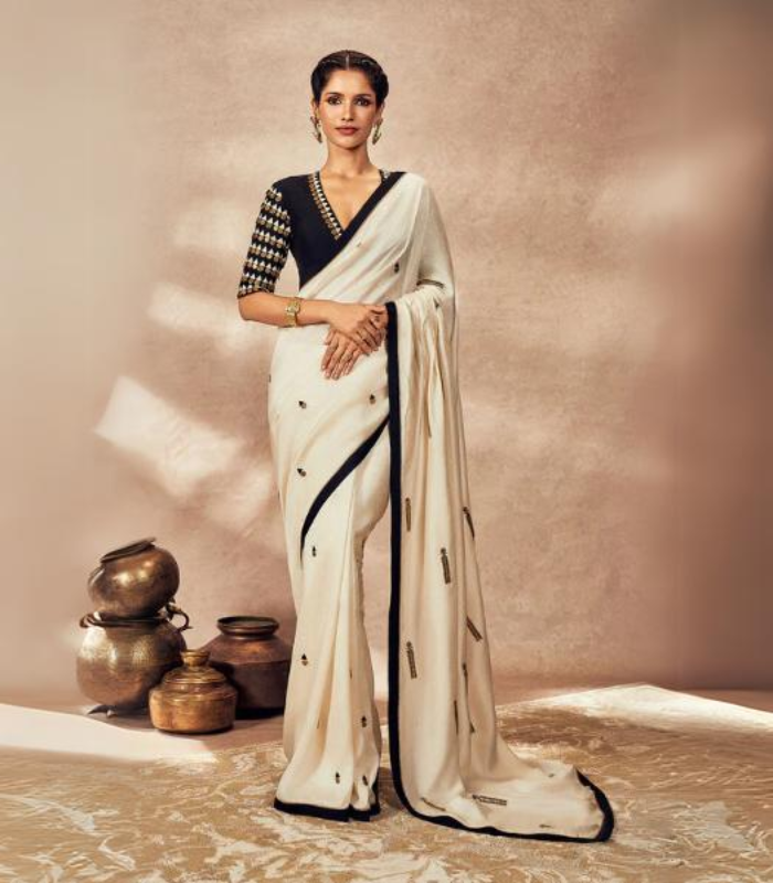 Ivory Coin Work Saree