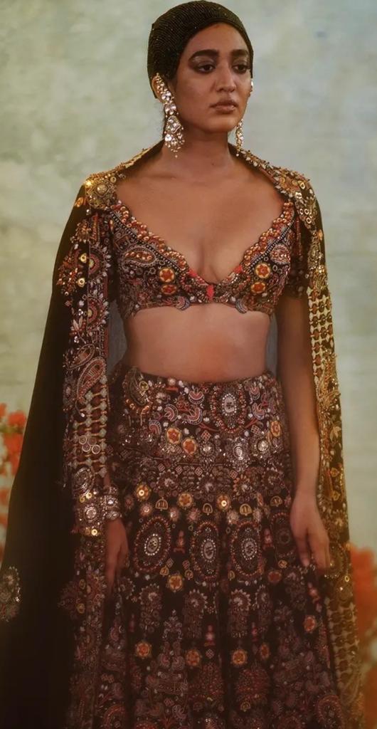 Anamika Khanna Black Organza Lehenga