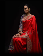 Load image into Gallery viewer, Anamika Khanna red silk dupion saree - The Grand Trunk