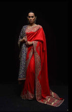 Load image into Gallery viewer, Anamika Khanna red silk dupion saree - The Grand Trunk