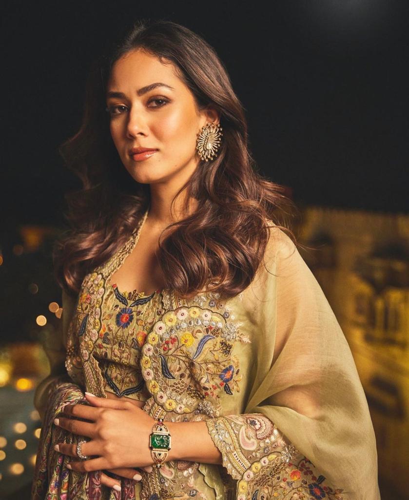 Meera Rajput In Fusion Sharara Set By Anamika Khanna