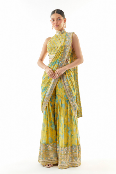 Pakhi Sharara Saree Set - The Grand Trunk