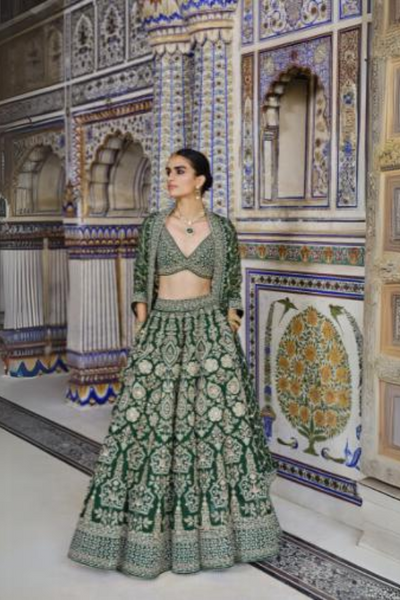 Sylvan Embroidered Zardozi Silk Lehenga Set - The Grand Trunk