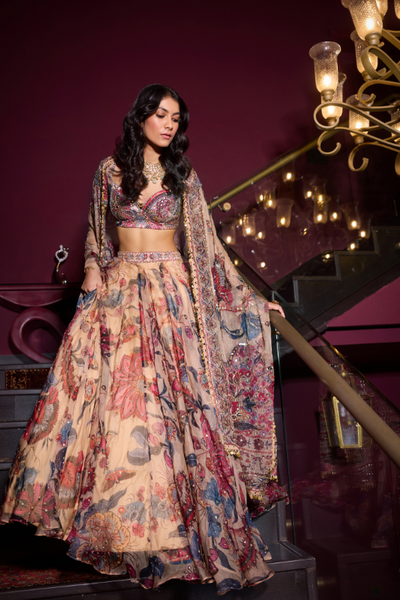 Ihab Hand Embroidered Lehenga Featuring Heavy Odhani - The Grand Trunk