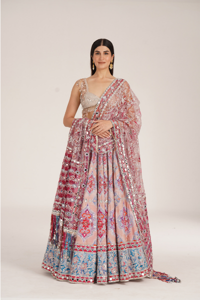 Ucla Peach Hues Lehenga Set - The Grand Trunk