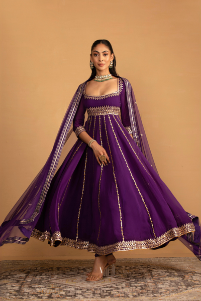 Purple Anarkali Set - The Grand Trunk