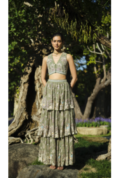 Elodea Embroidered Tiered Skirt Set - The Grand Trunk
