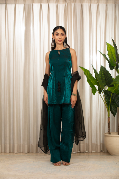 Teal Jasmine Kurta Set - The Grand Trunk