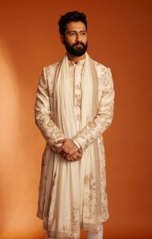 Vicky Kaushal in Embroidered Zari Sequins Sherwani set