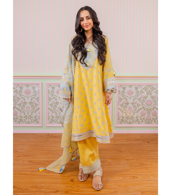 Mulmul Pima Satin Bandhan Red Kurta With Mulmul Pima Satin Bandhan Red Pant