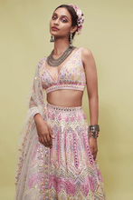 Load image into Gallery viewer, PEACH NET LEHENGA WITH RESHAM - The Grand Trunk